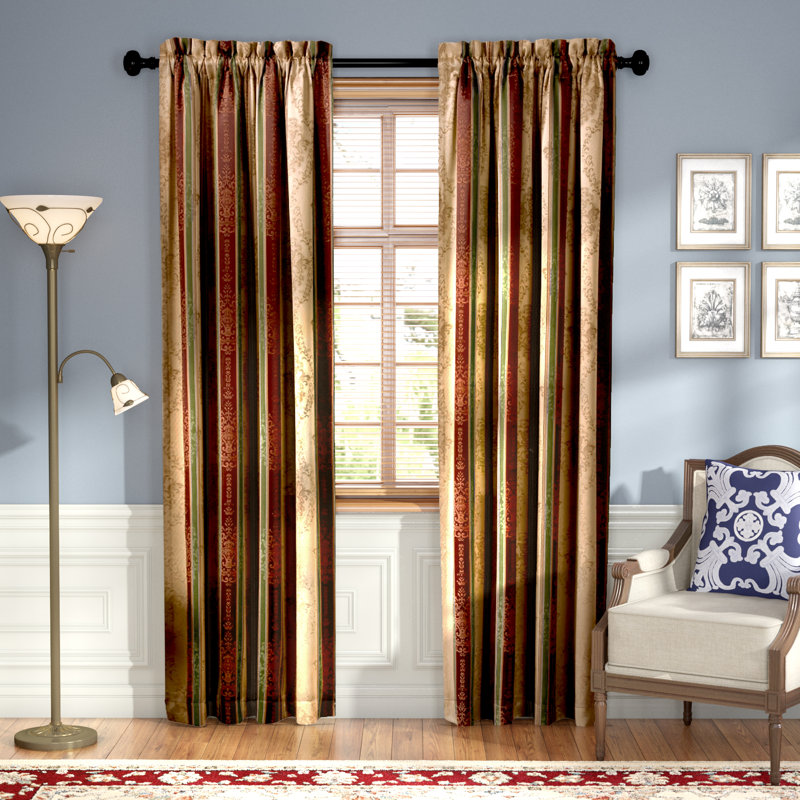 Astoria Grand Roseline Striped Blackout Rod Pocket Curtain Panels & Reviews Wayfair